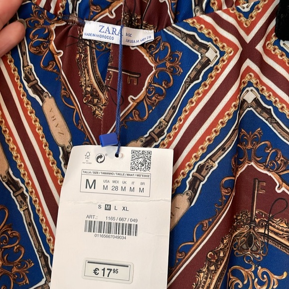 Funky stretchy patterned wide leg pants from Zara size M - Picture 2 of 3